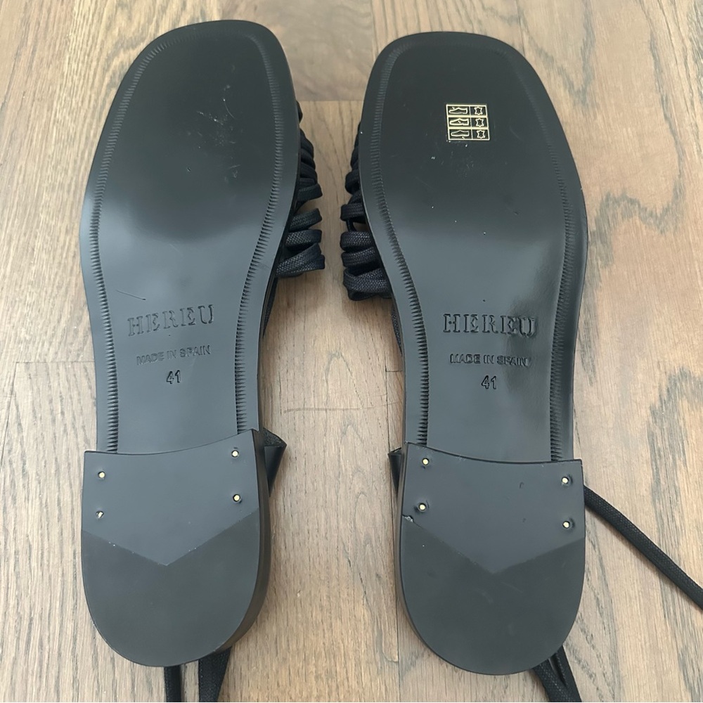 NWT Hereu Women's Consell Ankle Tie Calf Leather Sandal Black Size EU 41 US 10.5 - Picture 10 of 13